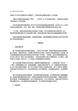 中国市场啤酒品牌讲义