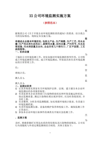 集团公司环境监测方案模版