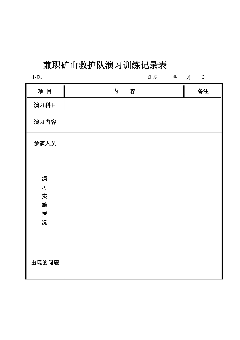 兼职矿山救护队各种记录表格（DOC33页）_第2页