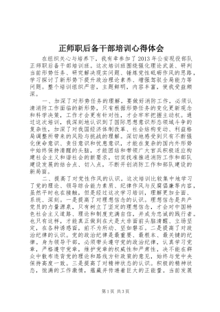 正师职后备干部培训心得体会