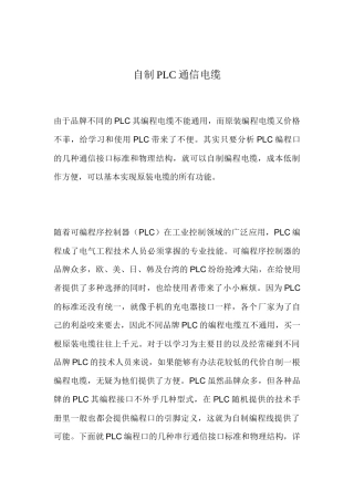 自制PLC通信电缆