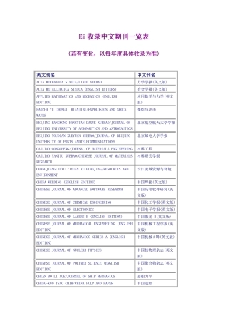 EI收录的中文期刊-电子科技大学图书馆
