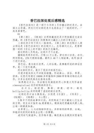 香巴拉深处观后感精选