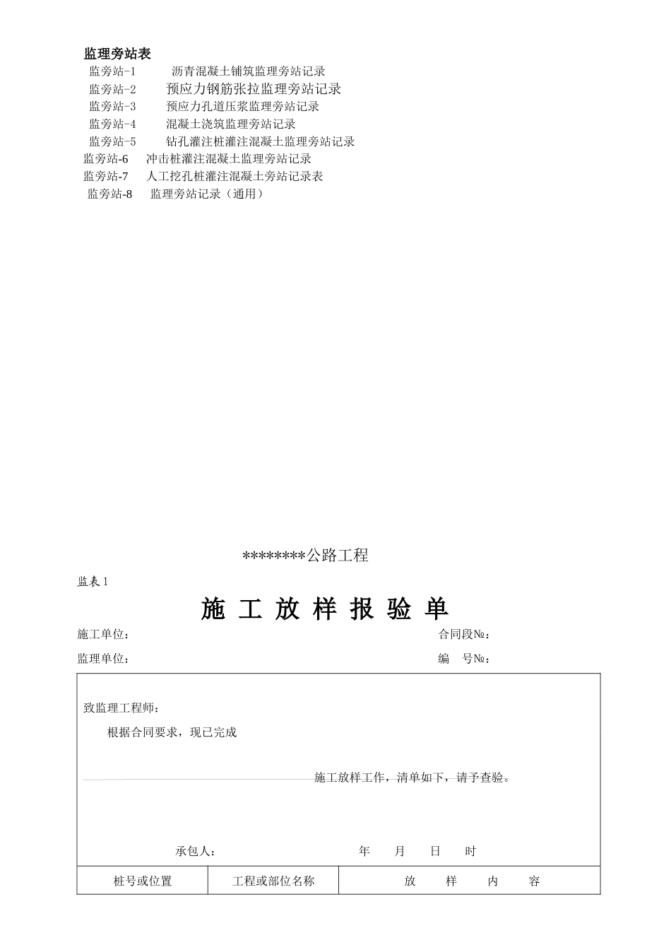 最全公路工程施工表格-监表（DOC54页）_第2页