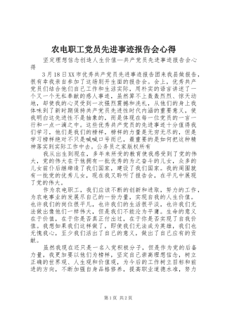 农电职工党员先进事迹报告会心得