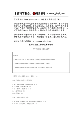 软件工程师工作态度考评标准