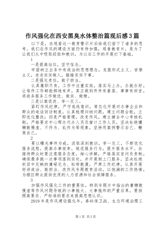 作风强化在西安黑臭水体整治篇观后感3篇