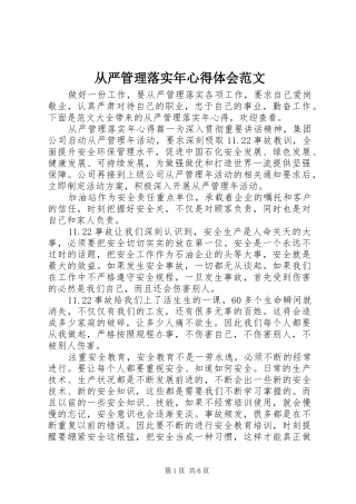 从严管理落实年心得体会范文