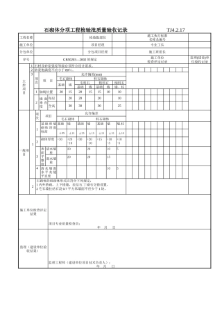 132 石砌体分项工程检验批质量验收记录Tj4-2-17需改