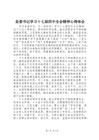 县委书记学习十七届四中全会精神心得体会