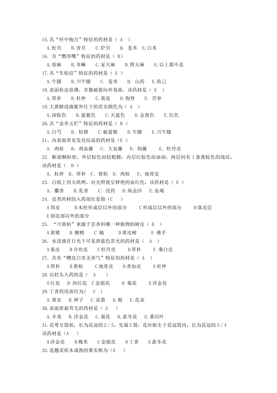 《天然药物学》期末考试模拟试题B_第2页