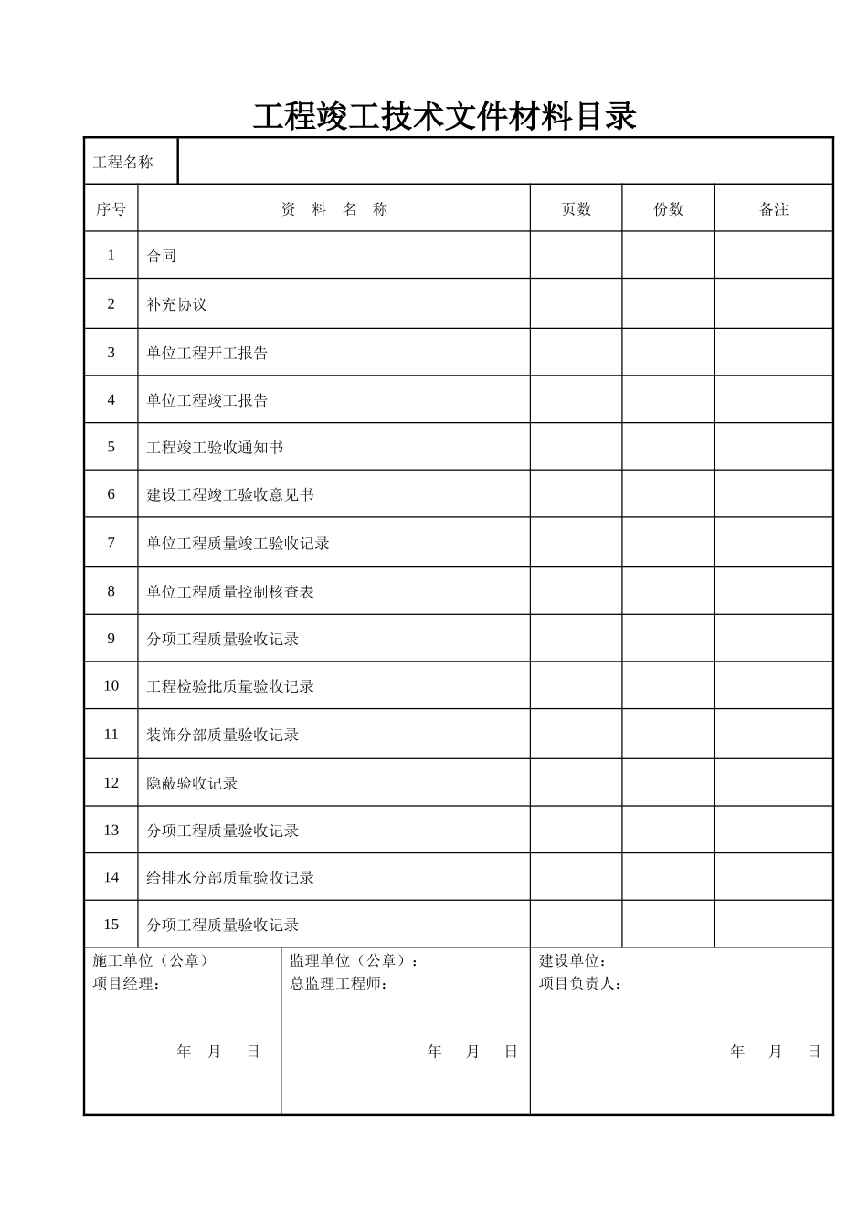 装饰装修工程竣工验收资料表格(大全)_第1页
