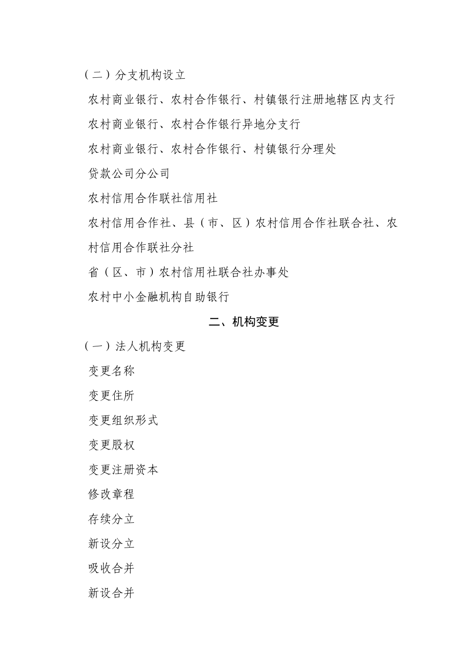 农村中小金融机构行政许可格式与目录_第3页