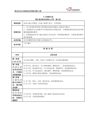 徐小欢个人研修计划