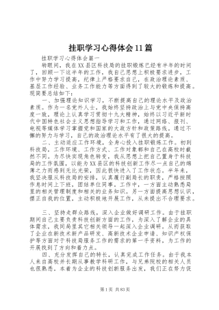 挂职学习心得体会11篇