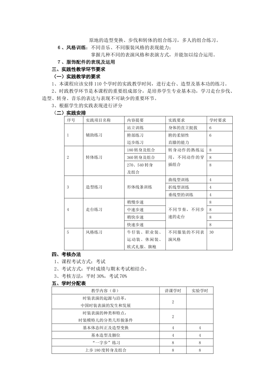 服装表演教学大纲_第3页