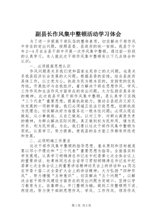 副县长作风集中整顿活动学习体会
