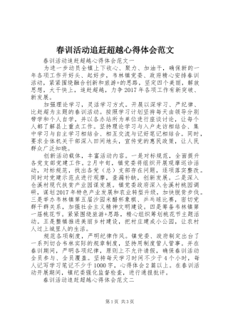 春训活动追赶超越心得体会范文