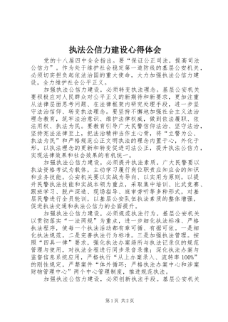 执法公信力建设心得体会