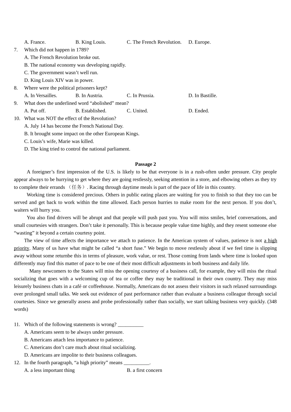 《大学英语》统考用书(XXXX版)(B)部分9套模拟题电子版_第2页