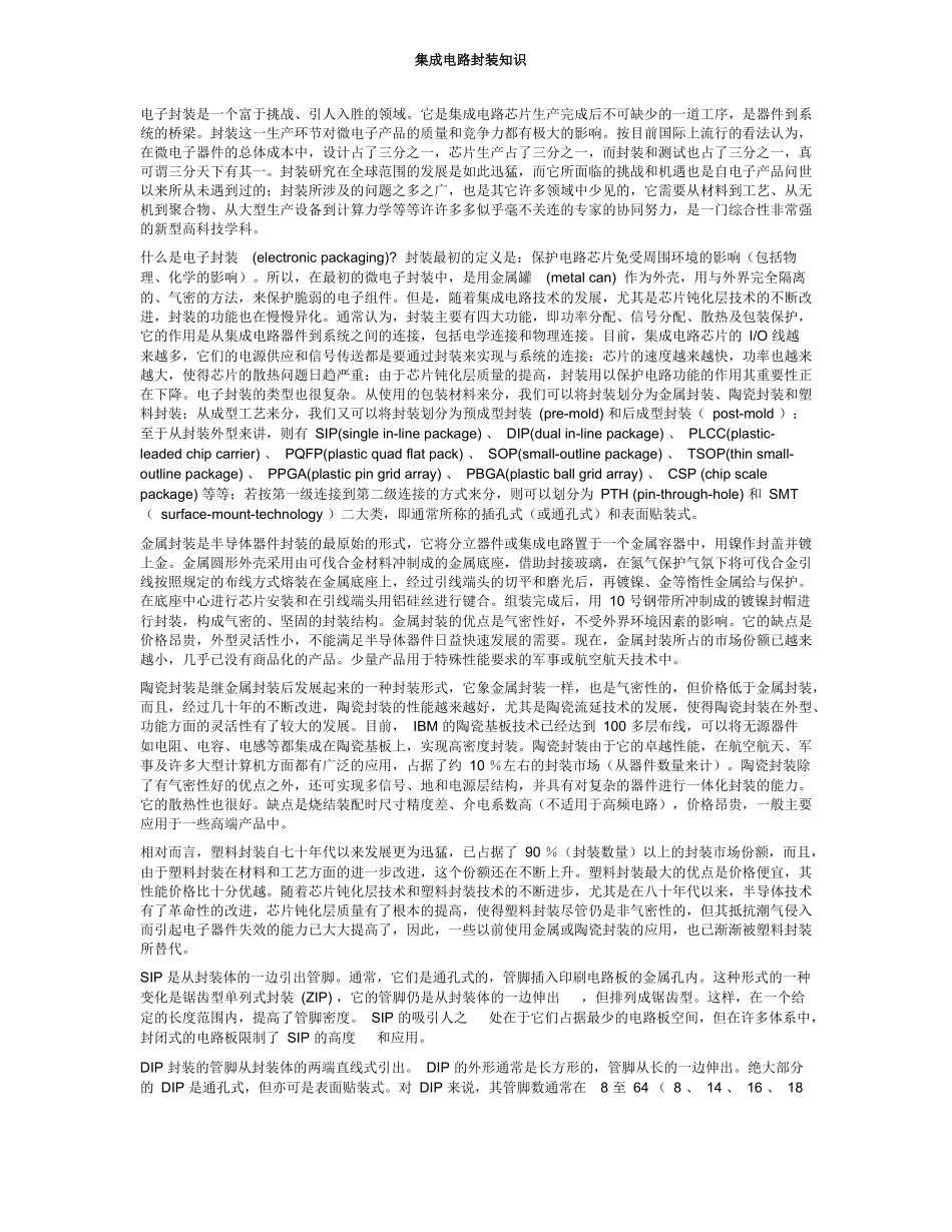 集成电路封装知识-电子元器件网--电子元件设计选型、电子_第1页
