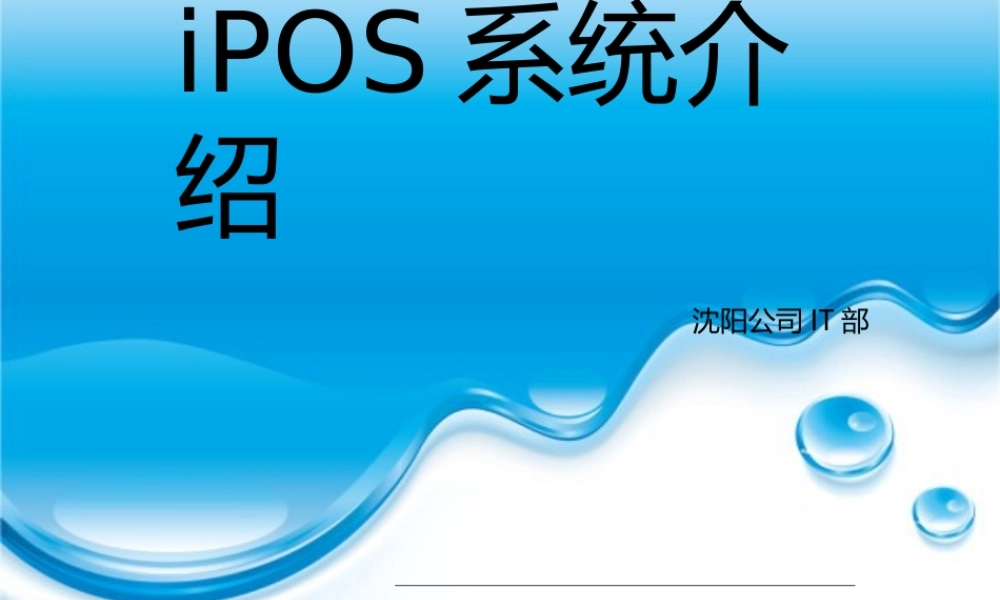 IT培训-IPOS系统介绍