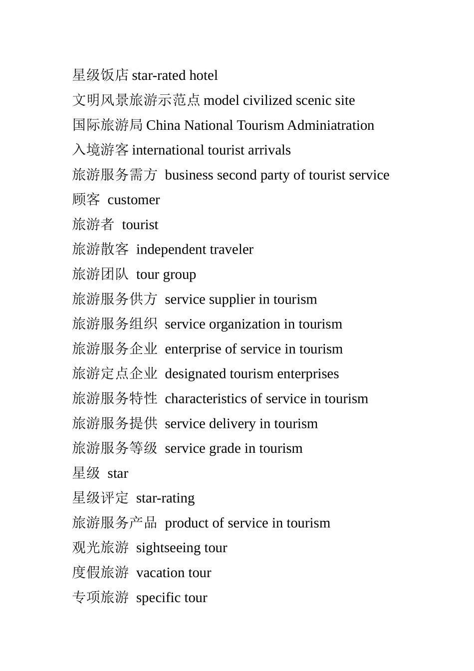 三级翻译旅游词汇_第3页