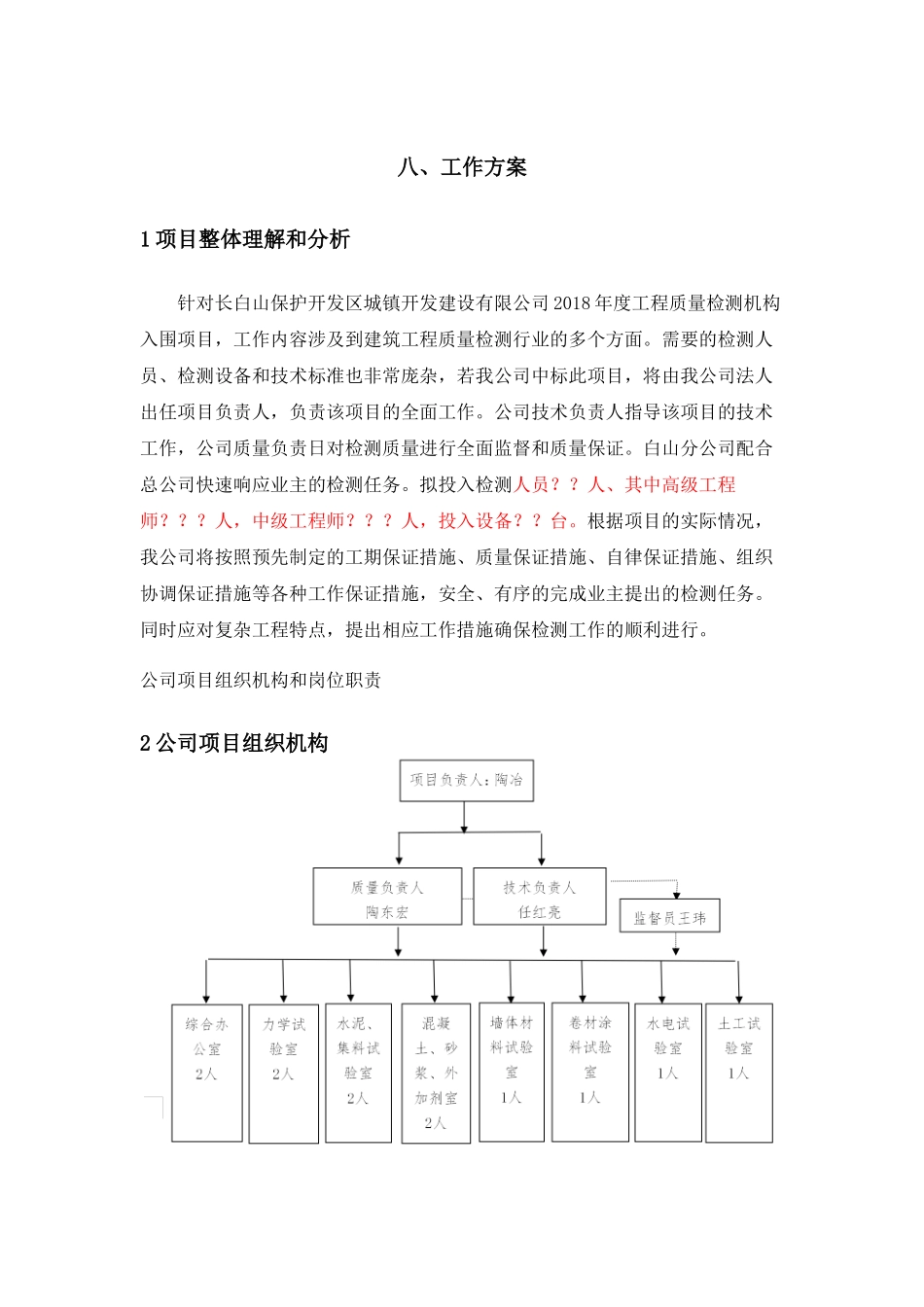 某公司工程质量检测项目工作方案_第1页