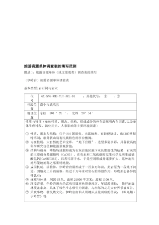 浅谈旅游资源单体调查表的填写