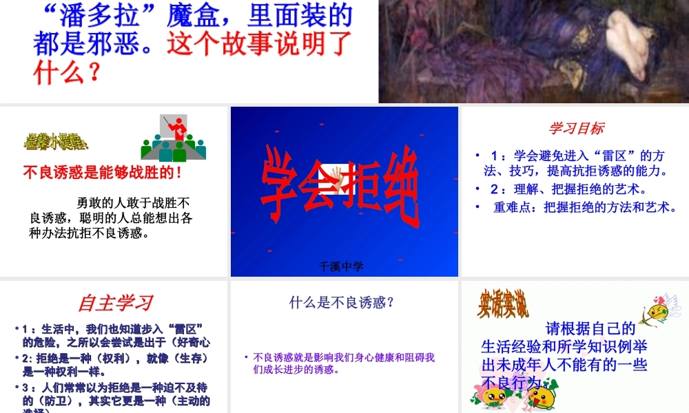 七星关区千溪中学人民社版七年级政治下册第三课第三节学会拒绝课件(共16张PPT)