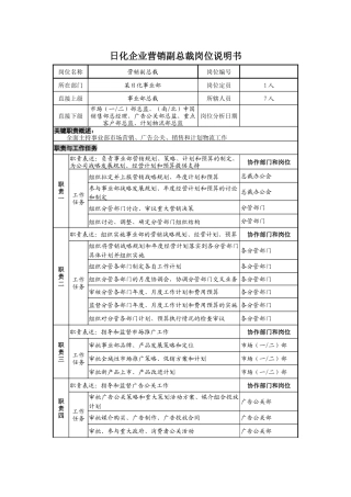 日化企业营销副总裁岗位说明书