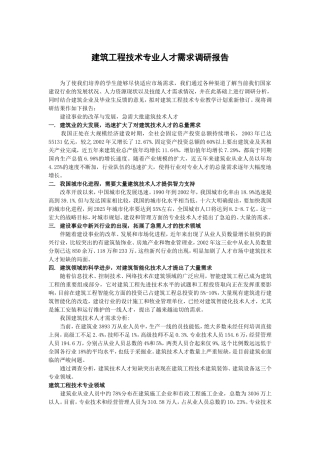 建筑工程技术专业人才需求调研报告