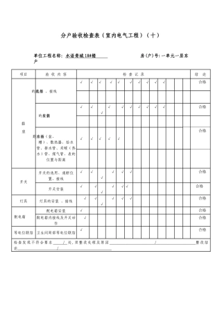 10分户验收检查表(室内电气工程)(十)