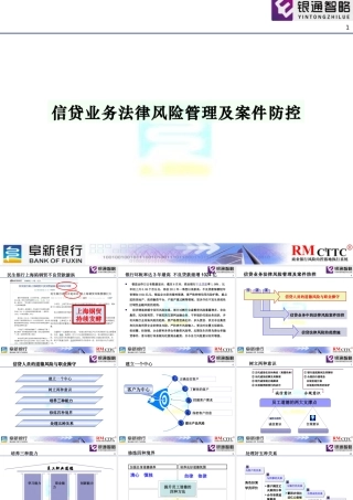 银行信贷业务法律风险管理及案件防控