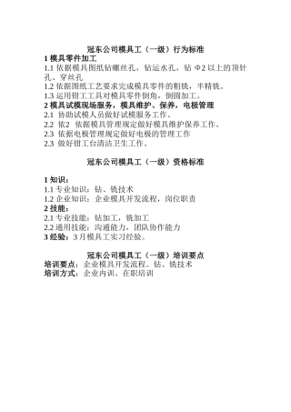 某公司模具工资质要求