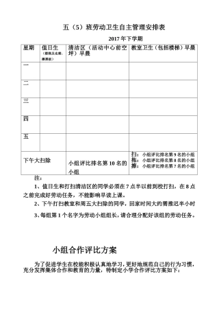 五5班班级管理制度系列