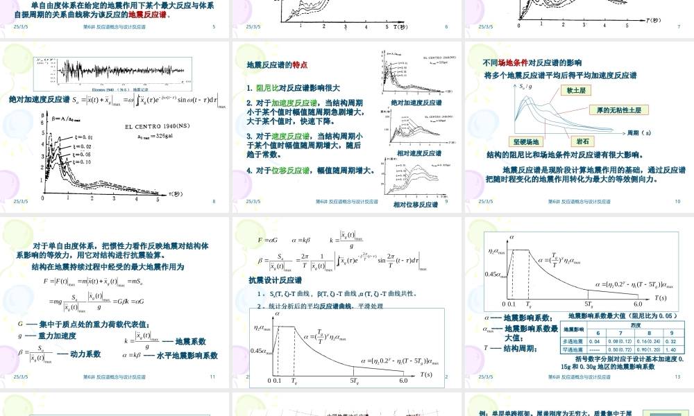 反应谱概念与设计反应谱