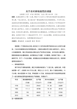 关于农村耕地抛荒的调查报告
