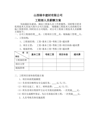 工程部工资方案