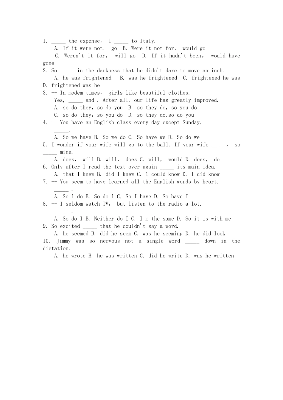 高中英语倒装句讲与练_第2页