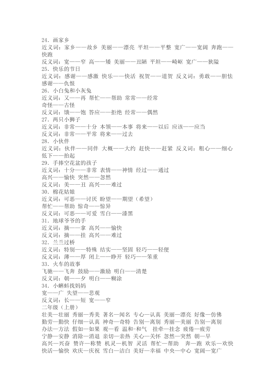 一到六年级近反义词_第3页