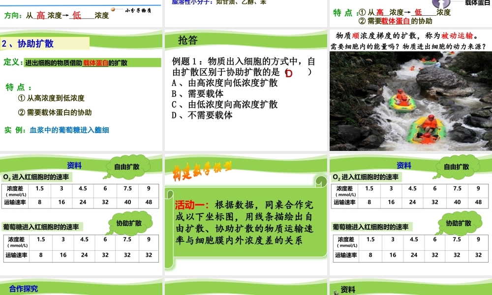 三物质进出细胞的方式