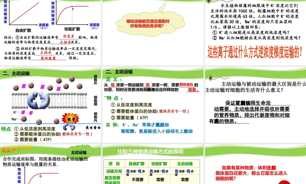 三物质进出细胞的方式