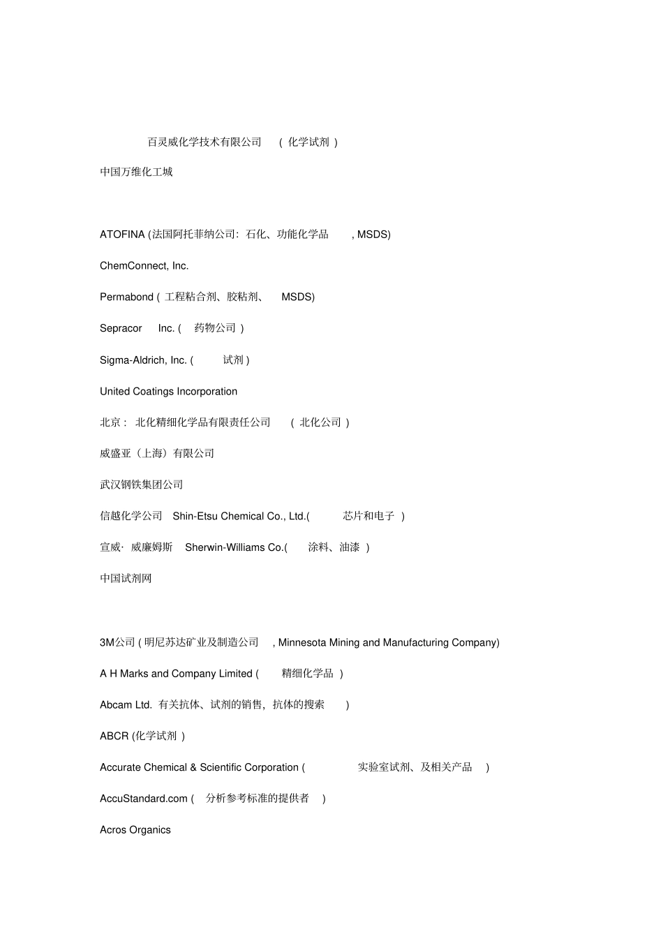 化工行业外企全目录_第1页