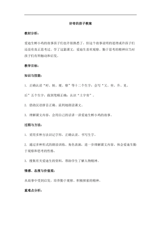 好奇的孩子教案