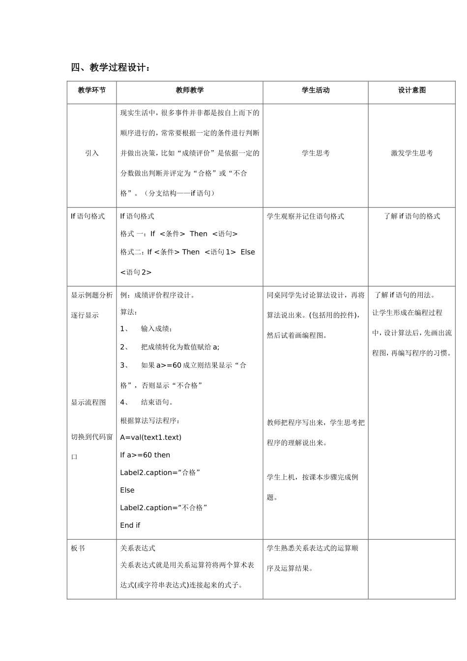 《分支结构-if语句》教学设计(长铁一中卢民)_第2页