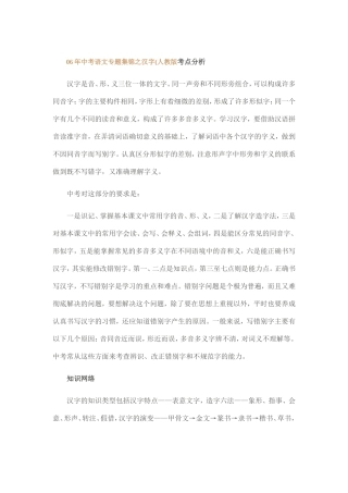 06年中考语文专题集锦之汉字