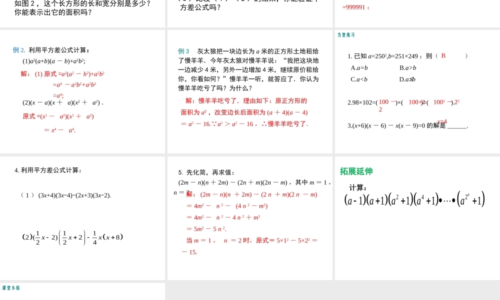 平方差公式的应用