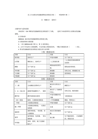 化工行业职业性接触毒物危害程度分级