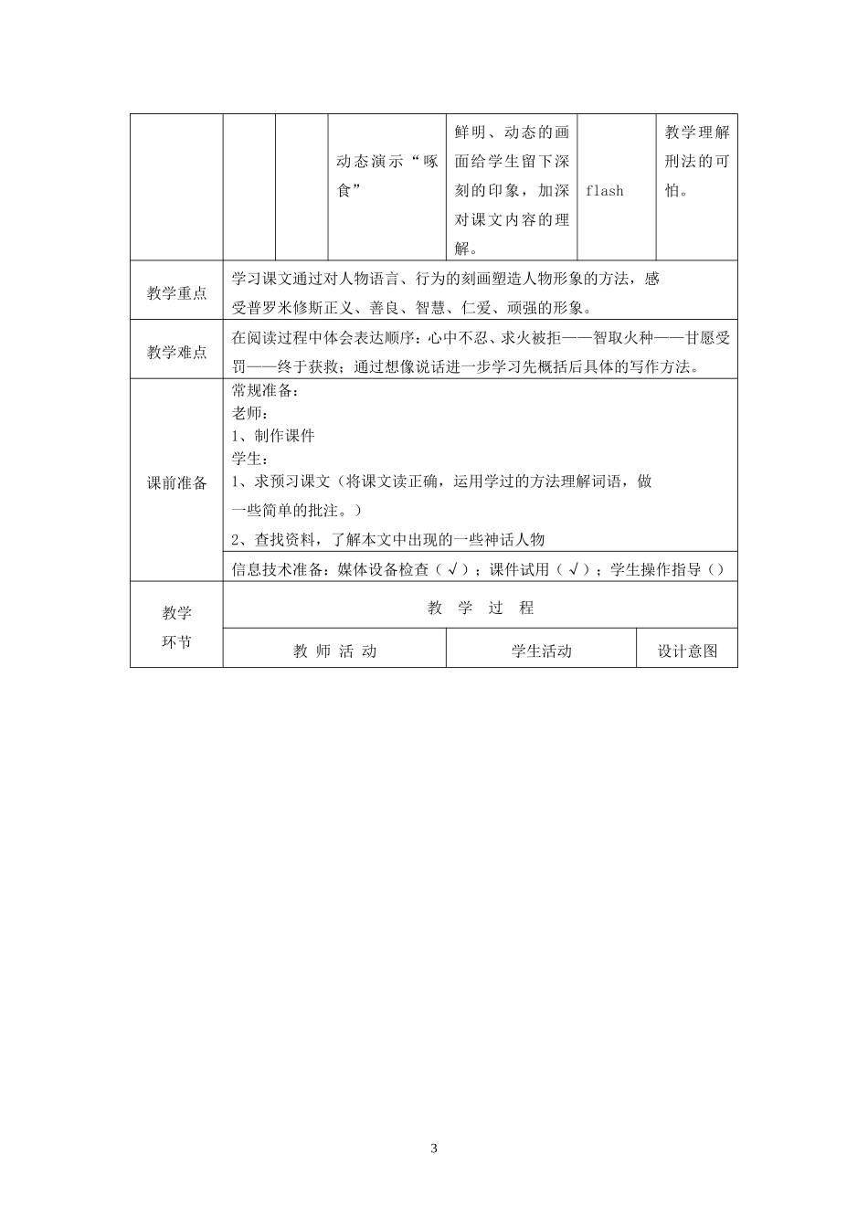 信息技术下教学设计单《天上偷来的火种》_第3页